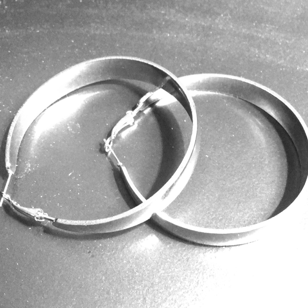 Large Silver Hoop Earrings NWOT 3/$15